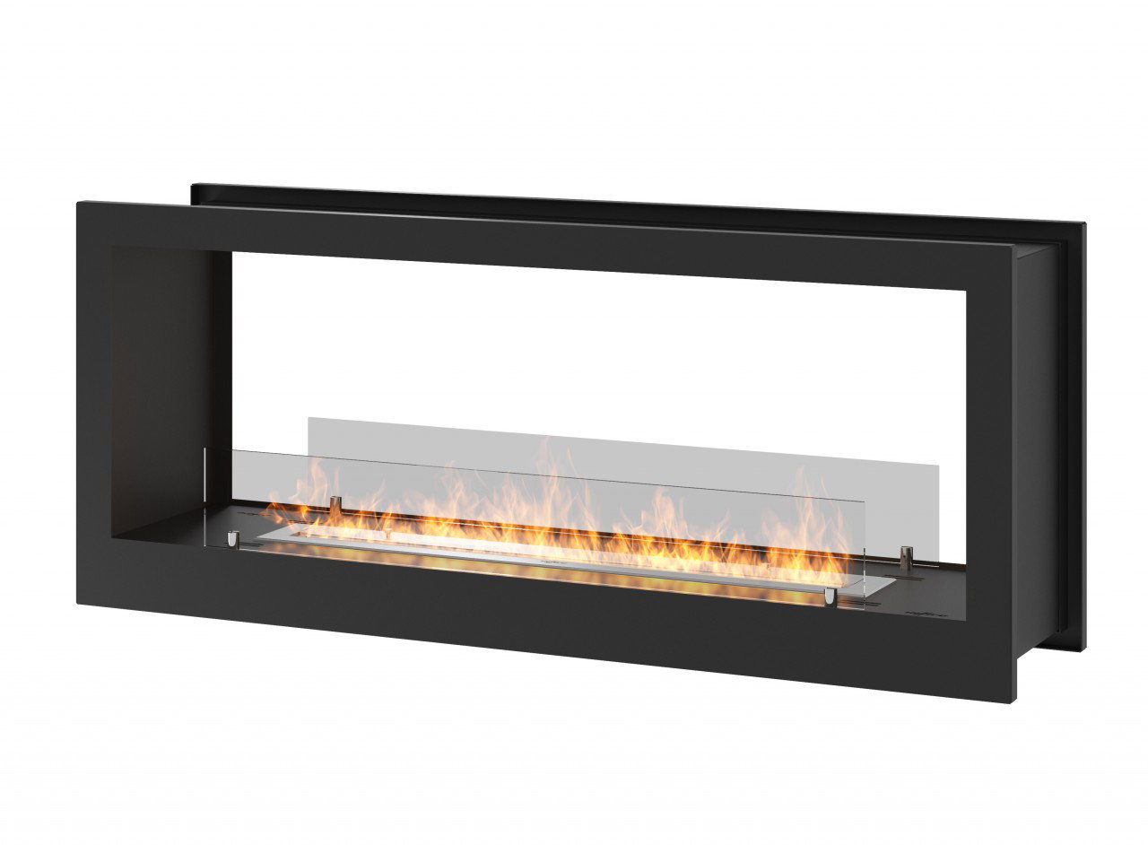 InFire 2 Side 1200 Ethanolkamin - Einbaukamin, Einsatz Schwarz, Durchsichtskamin, Raumteiler