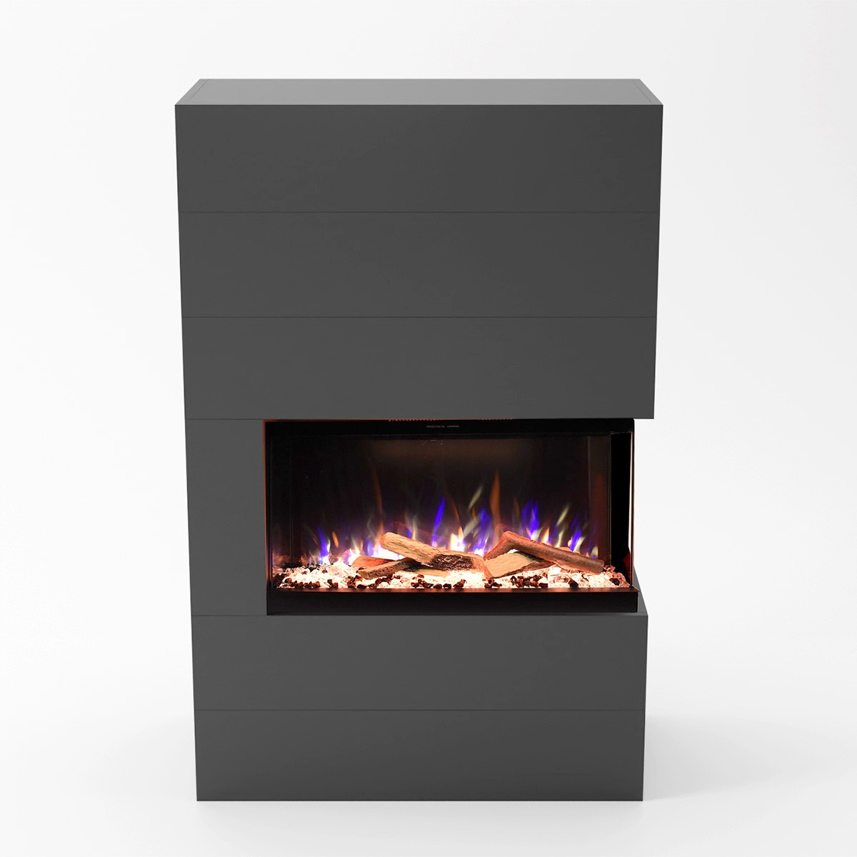 Glow Fire Portia Grau Elektrokamin, Standkamin, Elektrischer Standkamin mit Heizung, Dekokamin